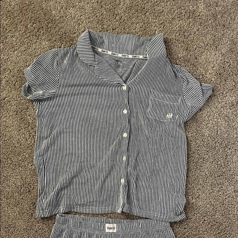 Born Blue and White Striped Top